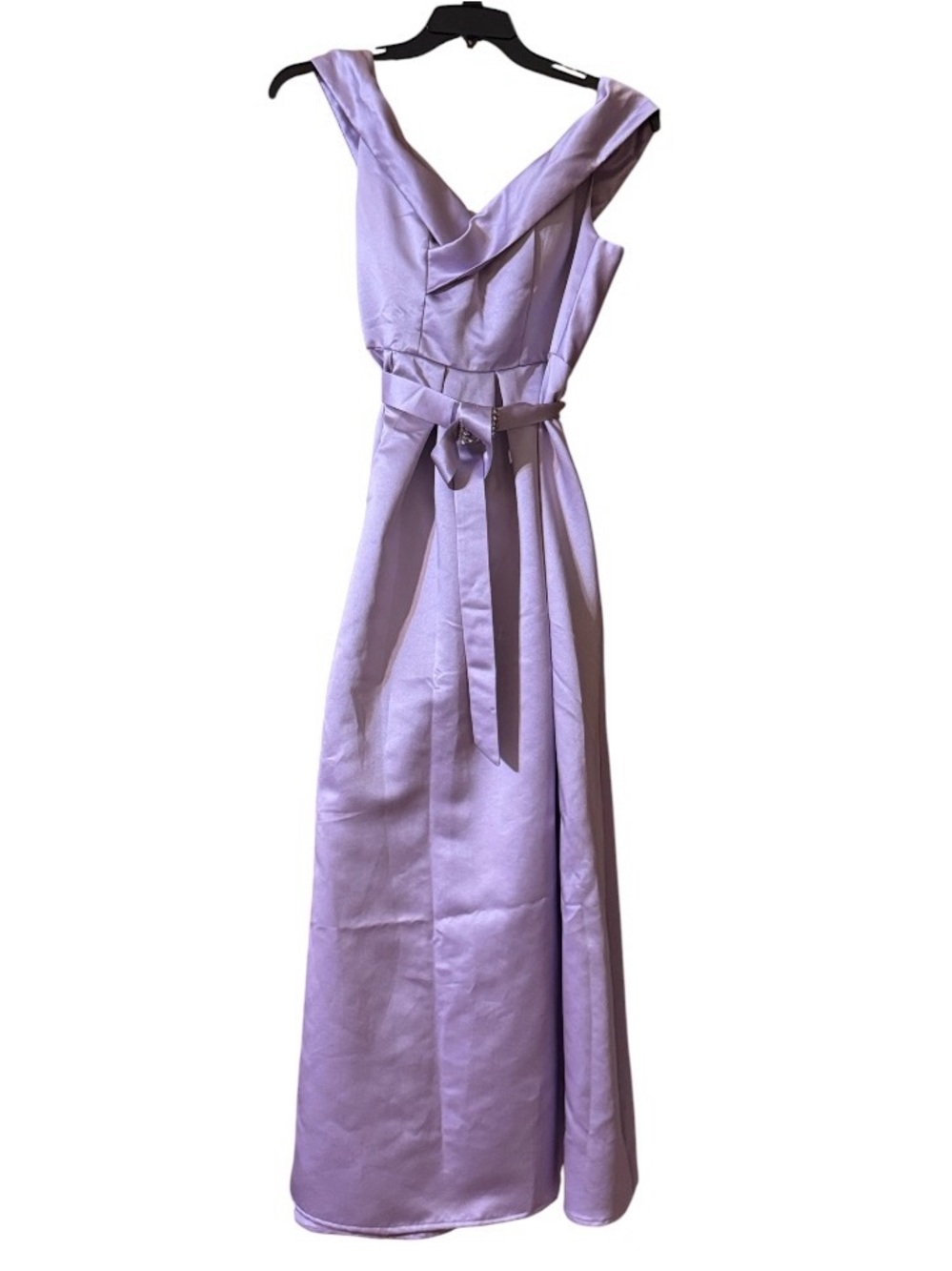 Faeriesty Lavender Off-Shoulder Satin Evening Gown with belt (OLCC)